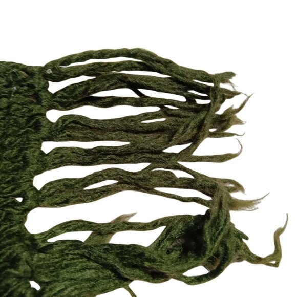 Vintage 1970s Womens 7 foot  KNIT GROOVY BOHO HIPPY LONG Neck Scarf Olive /Green - Picture 4 of 6